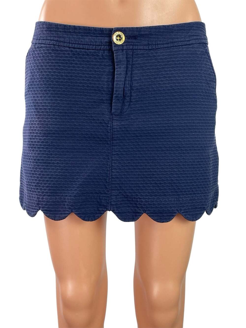 Lilly Pulitzer Womens Blue Mid Rise Scalloped Hem Mini Skirt Shorts Skort Size 2